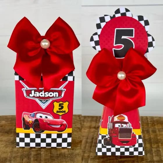Kit Festa Carros Relampgo McQueen Laço | Pegue e Monte | Personalizados | Lembrancinhas | Festa infantil | Aniversário