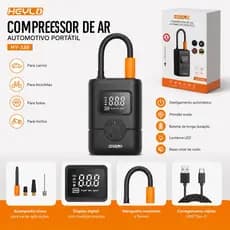 Compressor de Ar Portátil Digital 150 PSI, USB, Lanterna SOS – Carro, Moto, Bicicleta e Bola