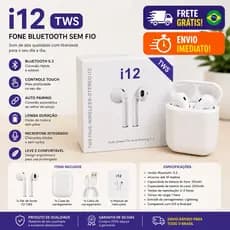 Fone i12 TWS Bloethoth 5.0 compátivel com IOS,Android Auto Pareamento
