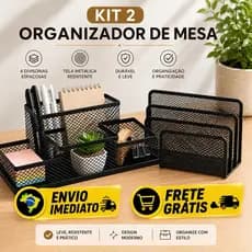 Kit Organizador Mesa Suporte Documentos Papel Cartas Aço Aramado