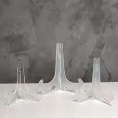Kit 3 Suportes de Acrílico Transparente Tripé Grande para Prato Azulejo Decorativo de Alta Qualidade
