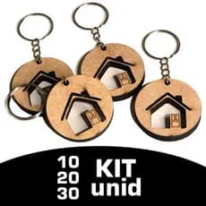 Kit Com 10 20 ou 30 Chaveiros em MDF Porta Chaves Para Imobiliária Pousada Lembrancinhas Chaveiro Casa