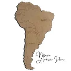 Mapa MDF América Latina Brasil Países MAPA Mundi Decoração Casa Escritório Mapa Estudo