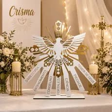 Enfeite Crisma GRANDE 60cm Batizado Eucaristia Divino Espírito Santo Catequese 7 Dons Divino Comunhão Decoracao