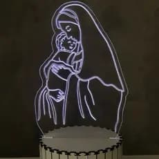 Luminária De Mesa Abajur Led Santa Nossa Senhora Menino Jesus Decoração Religioso Santinha