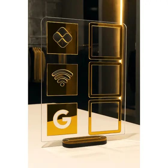 Placa Pix Pagamento QrCode De Mesa Balcão Acrílico Wifi Google 20cm