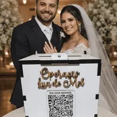 Caixa Personalizada Lua De Mel Para Casamento Cofre Corta Gravata Com Nome e QR Code Chave PIX