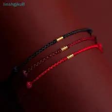 [lLinshgjkuB] 1 Peça Pulseira De Corda Vermelha Trançada À Mão Cobre Luy Bead De Casal Simples Bule Étnico Acessório Fem