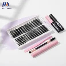 lovelycactushb Oblíquo Alado Cluster Cílios Postiços Fino Configuração Natural Multipa Crueldade Livre DIY Maquiagem Par