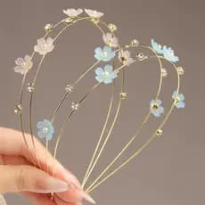 Decorador Simples Dupla Camada De Metal Hairbands Elegante Strass Flor Moda Feminina Argola Estilo Cabelo Acessórios Nov