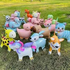 Decorador 4D Dos Desenhos Animados Balões De Folha Elefante Suporte Andando Balão Com Roda Para Crianças Festa Aniversár