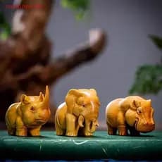 (cassiopeiabi) 1/3pcsManual Escultura Em Madeira Produto De Rinoceronte Hipopótamo Elefante Quarto Decoração De Casa Enf