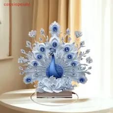 (cassiopeiabi) Decoração Pavão Figura Para Escritório Presente De Inauguração De Mesa Ornamento