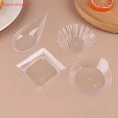 [serendipiahb] 10 Peças Pratos De Aperitivo Transparentes Copo De Sorvete Plástico Frutas Doces Bolo Geléia Iogurte Mous