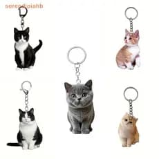 [serendipiahb] 1 Peça Chaveiro Preto E Branco , Pingente De Acrílico 2D , Design Dupla Face De Animal Para Mochilas Pres