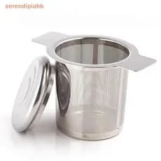 [serendipiahb] Vazamento De Chá De Aço Inoxidável Na Caneca Infusor Com Tampa Coador Folhas Soltas