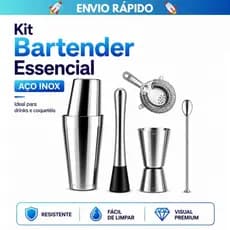 Kit Coqueteleira Inox para Drinks e Coquetéis em Casa, Bares e Festas para Iniciantes e Bartenders