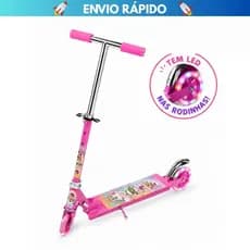 Patinete Infantil Radical 2 Rodas com Luz LED Dobrável Guidão Ajustável Até 30kg Menina Rosa