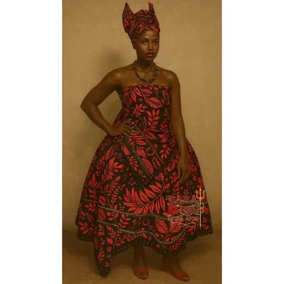 Roupa Feminina 3pçs Baiana Estampada Pomba Gira Exú Umbanda Candomblé Kimbanda