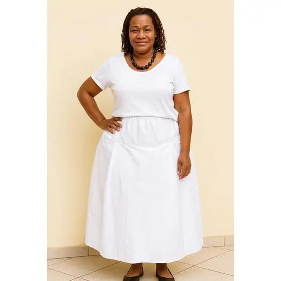 Roupa Feminina 2pçs Umbanda Candomblé Branca Ração