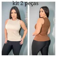 KIT- 2 - Regatas Feminina canelada Ribana  Blusinha Básica