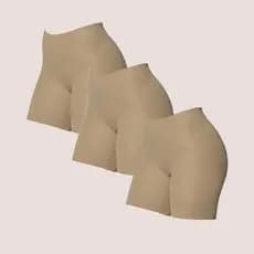 Kit 3 Shorts Selene Com Efeito Modelador Em Elastano Sem Costuras Laterais Basicos Em Poliamida