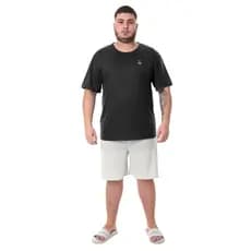 Pijama Básico Clássico Shorts Estampado Masculino Plus Size Camiseta Com Logo Bordada Adulto