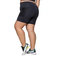 Bermuda Para Academia Plus Size Sport Fitness Feminino Selene Com Bolso Lateral Tule De Zebra