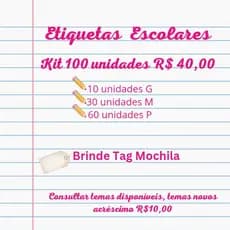 kit 100 Etiquets Escolares Personalizada +chaveiro de identificação, etiqueta,Etiqueta Escolares