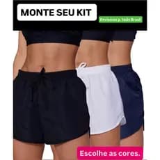 KIT 3 Shortinhos Tactel Feminino bora pro Play, Academia Costura Reforçada Saída Praia, Colorido