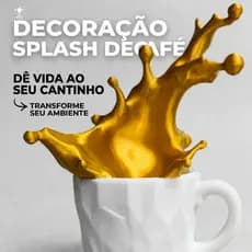 Escultura Decorativa Splash Café Xícara Flutuante  Enfeite Criativo Cantinho do Café Presente Moderno Premium