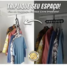 Cabide Organizador de Guarda-Roupa Multifuncional 9 em Triplica Espaço Closet Resistente Reforçado