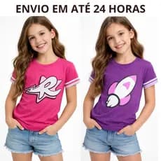 Blusa Infantil Juvenil Baby Look Emilly Vick Katlen Os Rosas Blusa Menina Camiseta Os Rosas Roupa Infantil Menina