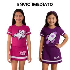 Conjunto Infantil Juvenil Emily Vick Katlen Os Rosas Roupa Menina Conjunto Short Saia e Blusa Os Rosas