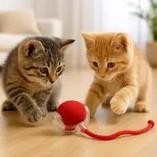 Brinquedo Automático para Gatos – Bola Inteligente Recarregável com Cauda Falsa