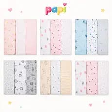Kit 3 Cueiros Flanelados Papi Estampados Para Bebê 80x50