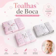 Toalhinha de Boca Bebê Soft Malha Algodão Kit C/3 Bublim