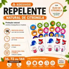 Kit 36/72/144 Adesivos Naturais Contra Mosquitos Infantil
