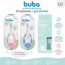 Kit Escova Primeiros Dentinhos Buba + Gel Dental Sem Flúor Buba Care