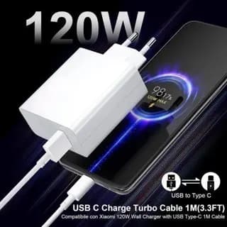 Kit 2 Carregador Turbo 120W  Fonte Usb Carregador + cabo Ultra Rápido 120w Usb C Turbo