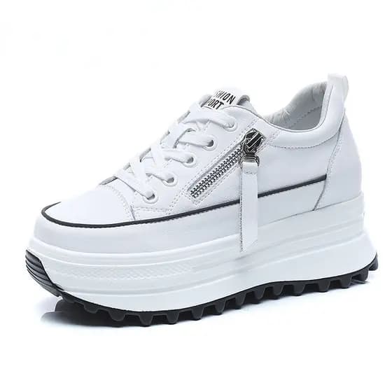7cm Sapatos Casuais Femininos De Couro Genuíno 7cm Plataforma Cunha Feminina Tênis De Moda Feminino Chunky Spring Autumn Shoes Summer