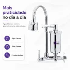 Torneira Com Filtro Gourmet Parede Bica Flexível 2 Modos De Jato