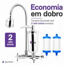 Torneira Com Filtro Cozinha Parede Gourmet + 2 Refil Extra