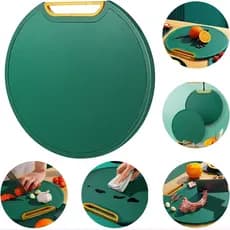 Tábua de Corte Redonda 30cm Antiderrapante Anti-mofo com Suporte - Corte carnes, legumes e frutas