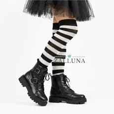 Meia 3/4 Longa ou curta tamanho 34-40 Listrada Cano Alto Halloween Adulto - ZALLUNA SC