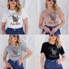 Blusa manga curto  T-SHIRT estampas 🐆 LEOPARD / / TECIDO: VISCOLYCRA
