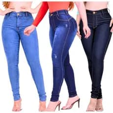 Kit 3 Calça Jeans feminina Com Lycra Skinny Variadas envio rápido slim modela bumbum cintura media