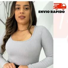 Body Feminino Manga Longa Canelado Grosso gola U com FORO Modela o corpo Envio Rapido outono Inverno