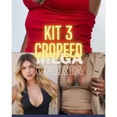 Kit 3 Top Cropeed Faixa Feminino Multiformas de amarração Decote Cavado tendencia Primavera Verão