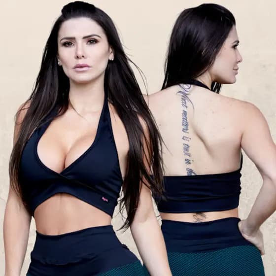 Top Decotado Alça Cruzada Costas Nua Premium Fitness Feminino MELINA